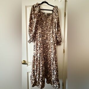 Blu Pepper Black and Cream Floral Long Sleeve Dress